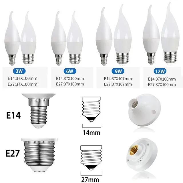 4 pièces 3W 6W 9W 12W 15W ampoule LED E14 E27 lampe à… – vue 4