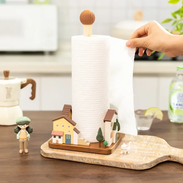 Porte-rouleau de papier de cuisine en bois