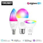 Ewelink-Ampoule LED intelligente WiFi Zigbee, lampe à bougie à intensité variable, E14, GU10, RGBCW, télécommande d&rsquo;application, nous-mêmes avec Alexa, Google
