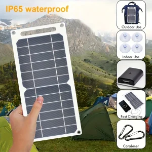 Panneau solaire avec USB, batterie Portable pour randonnée et Camping en plein air, batterie de chargement de téléphone Portable, panneau de chargement de banque