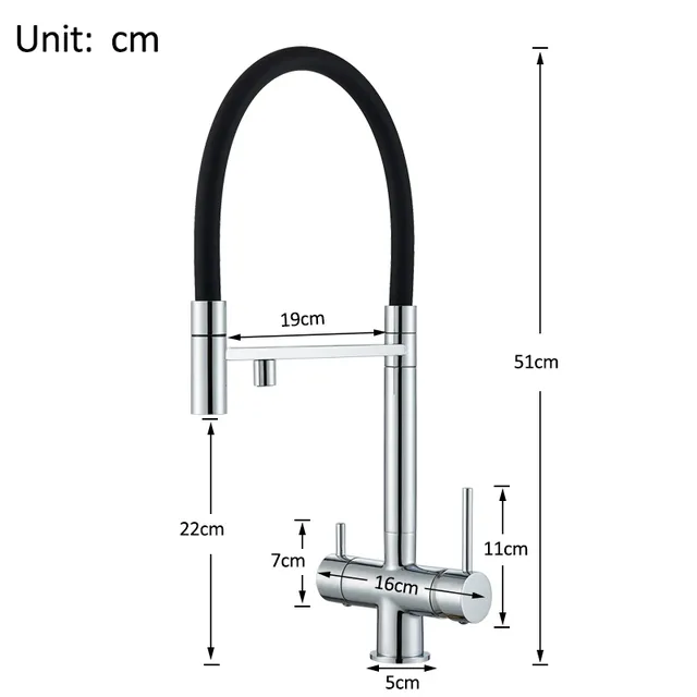 Robinet de cuisine filtré noir gris – vue 2
