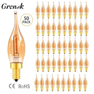 Ampoule à Filament LED C22 à intensité variable E14 0.5W, veilleuse décorative ambre, Ampoule de bougie, candélabre, ampoule de remplacement pour lustre
