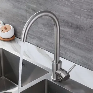 Robinet d'eau froide simple de cuisine en acier inoxydable 304