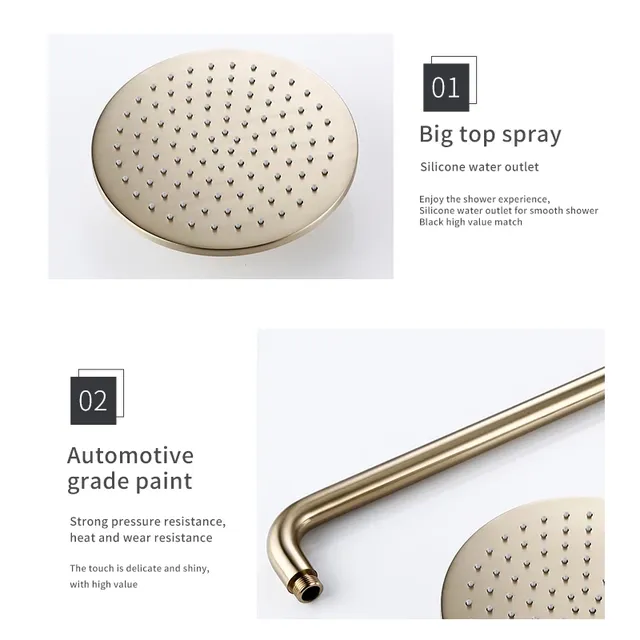 Ensemble de système de douche en or brossé – vue 5