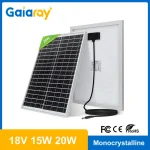 Panneau solaire portable en silicium monocBN, 15W, 20W, 18V, long panneau, cellule solaire avec câble DC5521 pour chargeur de centrale électrique extérieure