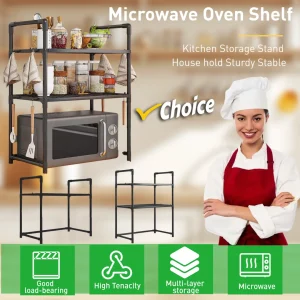 Étagère de rangement de cuisine, étagère pour micro-ondes, organisateur de condiments, multicouche, étagères de rangement simples pour comptoir, accessoires de cuisine Étagère de rangement de cuisine, étagère pour micro-ondes, organisateur de condiments, multicouche, étagères de rangement simples pour comptoir, accessoires de cuisine