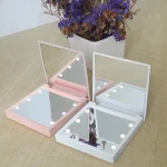 Miroir de maquillage à 6 LED avec lumière grossissant 1x 2x, petit miroir de maquillage pliable Compact, miroir de maquillage de voyage Portable, cadeau pour femmes