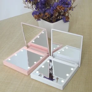 Miroir de maquillage à 6 LED avec lumière grossissant 1x 2x, petit miroir de maquillage pliable Compact, miroir de maquillage de voyage Portable, cadeau pour femmes Miroir de maquillage à 6 LED avec lumière grossissant 1x 2x, petit miroir de maquillage pliable Compact, miroir de maquillage de voyage Portable, cadeau pour femmes