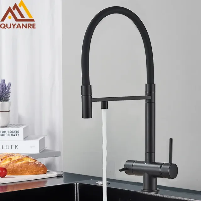 Robinet de cuisine filtré noir gris