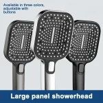 Pommeau de douche à main à superchararge à pression, mélangeur de douche à économie d&rsquo;eau de pluie, grand panneau rectangulaire, accessoires de salle de bains