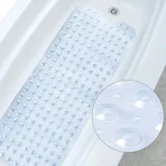 Polymères de baignoire coordonnants extra-longs avec massage Bergamo, lea de bain lavable en machine, trous de vidange, poignée à ventouse, 1PC, 40×16 po