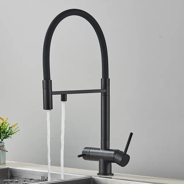 Robinet de cuisine filtré noir gris – vue 4