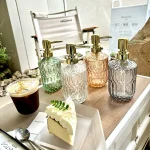 Distributeur de savon liquide pour salle de bain, récipient désinfectant pour les mains, shampoing de voyage, nettoyant pour le corps, verre de luxe, léger, 450ml