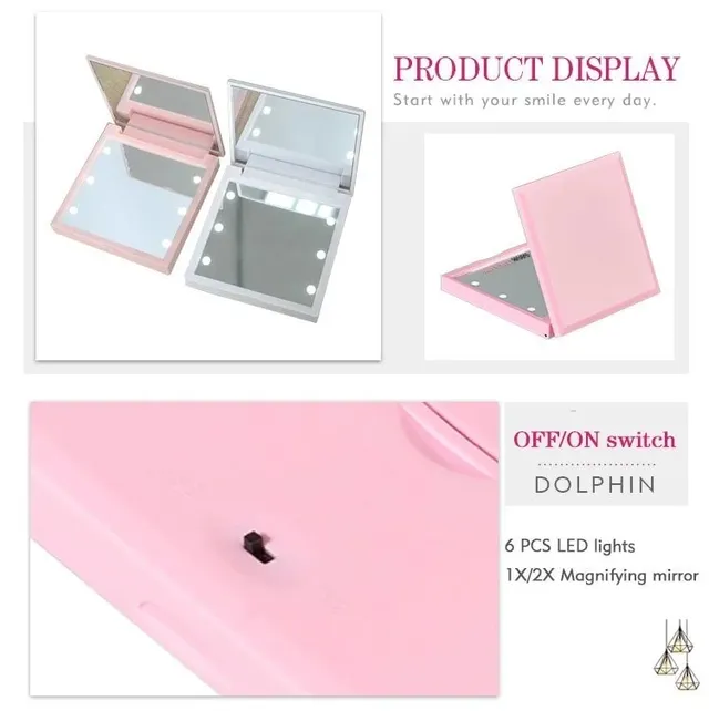 Miroir de maquillage à 6 LED avec lumière grossissant 1x… – vue 4