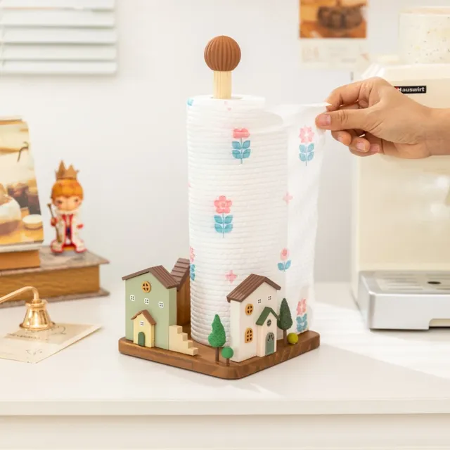 Porte-rouleau de papier de cuisine en bois – vue 4