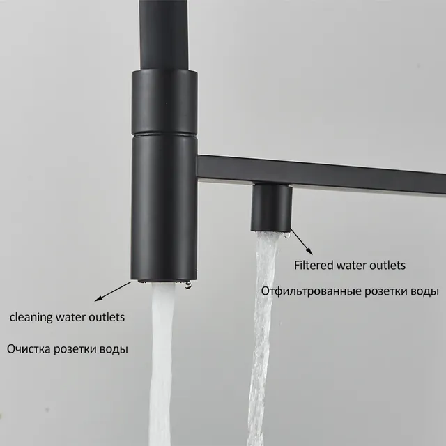 Robinet de cuisine filtré noir gris – vue 3