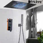 Plafond LED Rainfal pomme de douche télécommande intelligente multifonction encastré ensemble de douche haut débit cascade douche robinet dissimulé