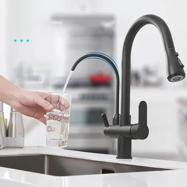 Robinet de cuisine à filtre en laiton Nickel brossé – vue 3