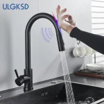 Robinet de cuisine à capteur ULGKSD, mitigeur à commande tactile en acier inoxydable, eau chaude et froide, évier à poignée unique, robinet d&rsquo;évier sensible