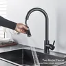Robinet de cuisine noir à capteur extractible – vue 4