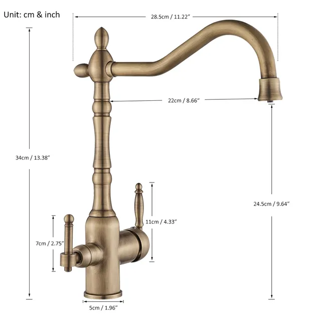 Robinet de cuisine Antique en laiton filtré – vue 3