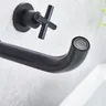 Mitigeur mural trois trous noir mat bec long incurvé… – vue 3