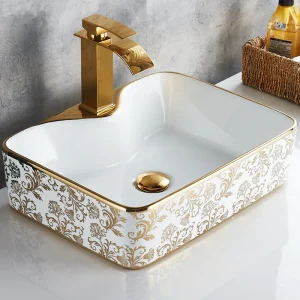 Ensemble de Lavabo en Céramique Artistique, Bassin Pop-Up, Robinet de Centre Commercial Ensemble de Lavabo en Céramique Artistique, Bassin Pop-Up, Robinet de Centre Commercial