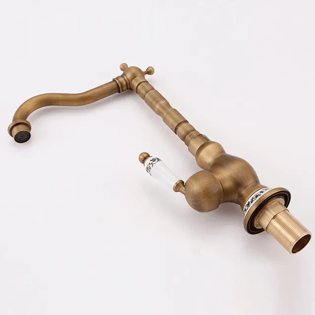 Robinet de lavabo à poignée en céramique en laiton Antique – vue 5
