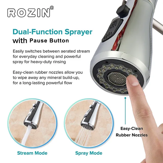 Rozin Nickel brossé robinet de cuisine monotrou retirer… – vue 3