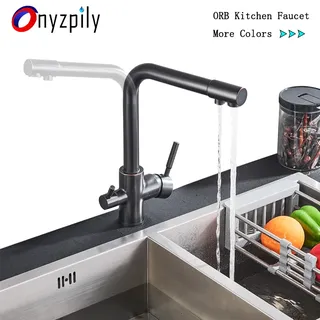 Robinet de cuisine d'eau Pure de luxe en laiton noir et blanc