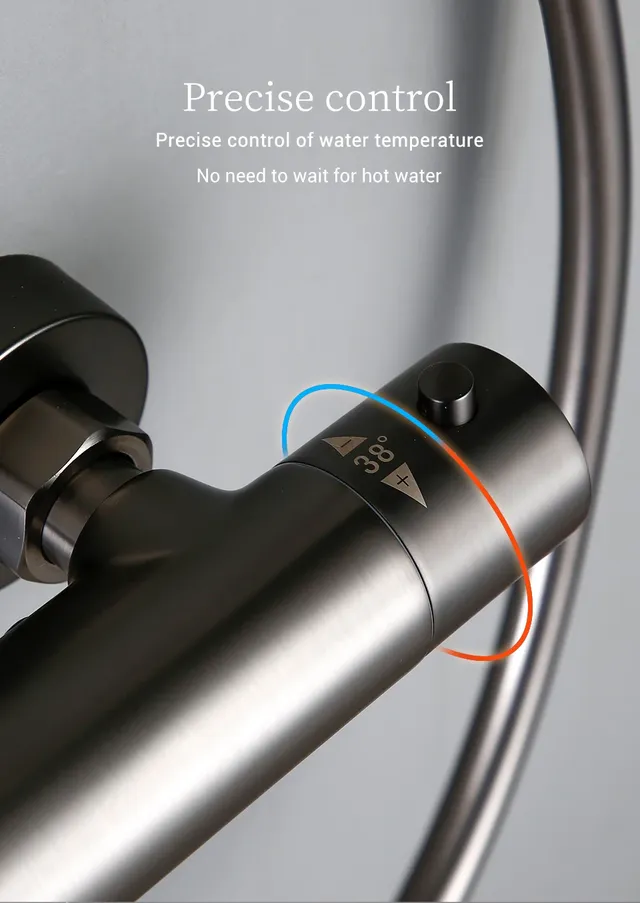 Pommeau de douche thermostatique en bronze à canon – vue 4