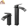 Quyanre robinet de lavabo cascade noir mat mélangeur à… – vue 2