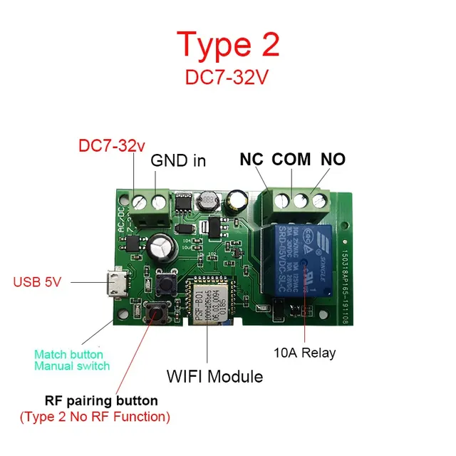 EWeLink-Commutateur Wifi DC 5V 12V 24V 32V – vue 2