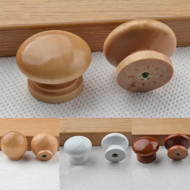 Poignée meuble bois ronde bombée base évasée insert… – vue 5