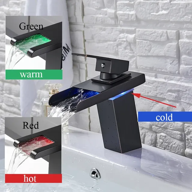 Robinet de lavabo de salle de bains LED noir – vue 4