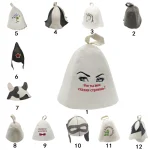Chapeau de Sauna Russe en Feutre pour Homme, Femme et Enfant, Casquette de Protection de Tête de Maison en Laine Blanche, Brodée, 12 Types
