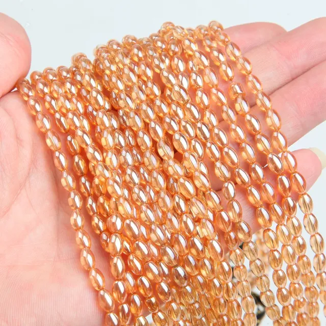 Perles ovales en cristal de riz pour bricolage