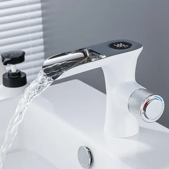 Robinet de lavabo noir salle de bains température chaude… – vue 2