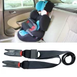 Ceinture connexion Isofix loquet interface souple fixation siège sécurité enfant ABS noir 165cm réglable résistant coutures renforcées clips métalliques