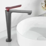 Robinet de lavabo gris rouge, robinet de salle de bains, mitigeur d&rsquo;eau chaude et froide en laiton, lavabo en cuivre, grue mitigeur d&rsquo;évier d&rsquo;eau