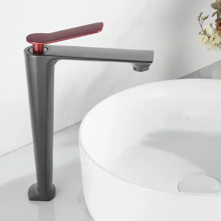 Robinet de lavabo gris rouge