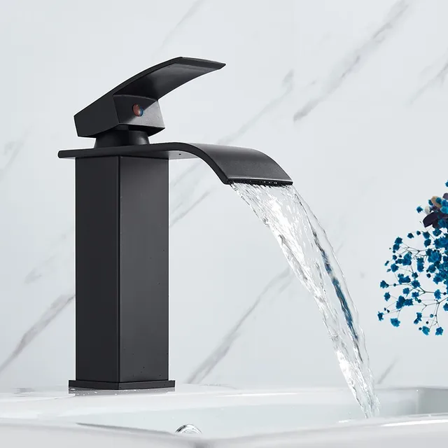 Rozin robinet de lavabo noir mat monté sur le pont grue… – vue 5