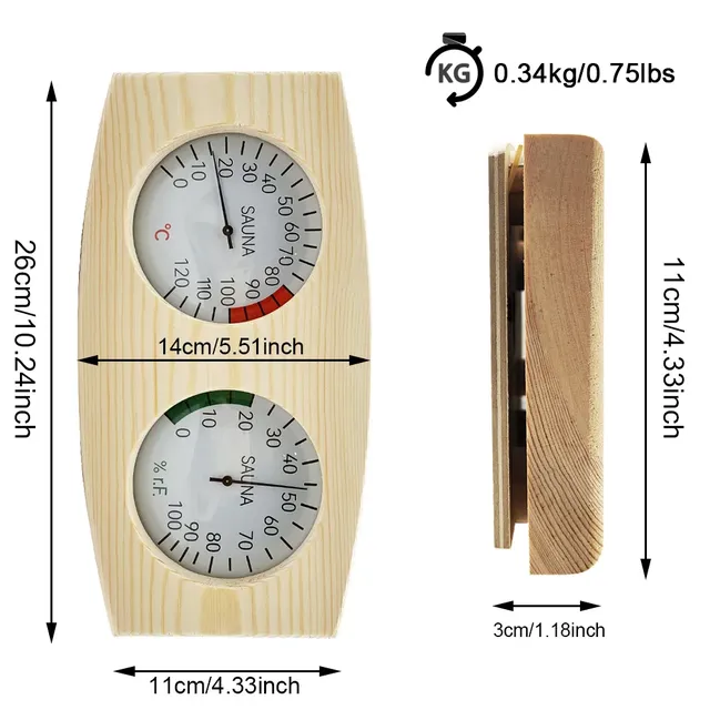 Sauna thermomètre hygromètre analogique double cadran… – vue 5