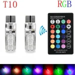RGB T10 W5W Led 194 168 W5W 5050 SMD voiture dôme lampe de lecture Automobiles lampe à cale RGB LED ampoule avec télécommande voiture décor