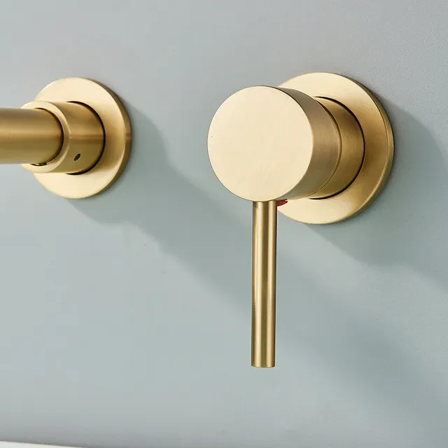 Quyanre robinet de lavabo en or brossé – vue 4