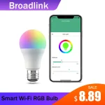 BroadLink – ampoule LB27 Wi-Fi RGB intelligente, variateur de lumière avec minuterie, fonctionne avec Google Home et Alexa