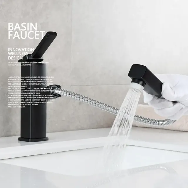 Mitigeur lavabo monocommande noir mat contemporain carré… – vue 5