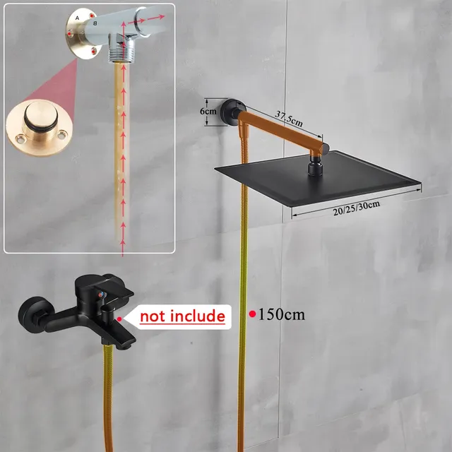 Pommeau de douche à effet de pluie noir – vue 6