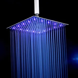 Pommeau de douche de luxe chromé à LED en acier inoxydable