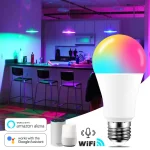 Ampoule Intelligente WiFi LED, Lampe avec Fonction de Minuterie, Couleur Variable Blanc Multicolore, Puissance 15 W, B22 E27, 85-265V